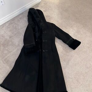 Elegant Black Hooded Trench Coat